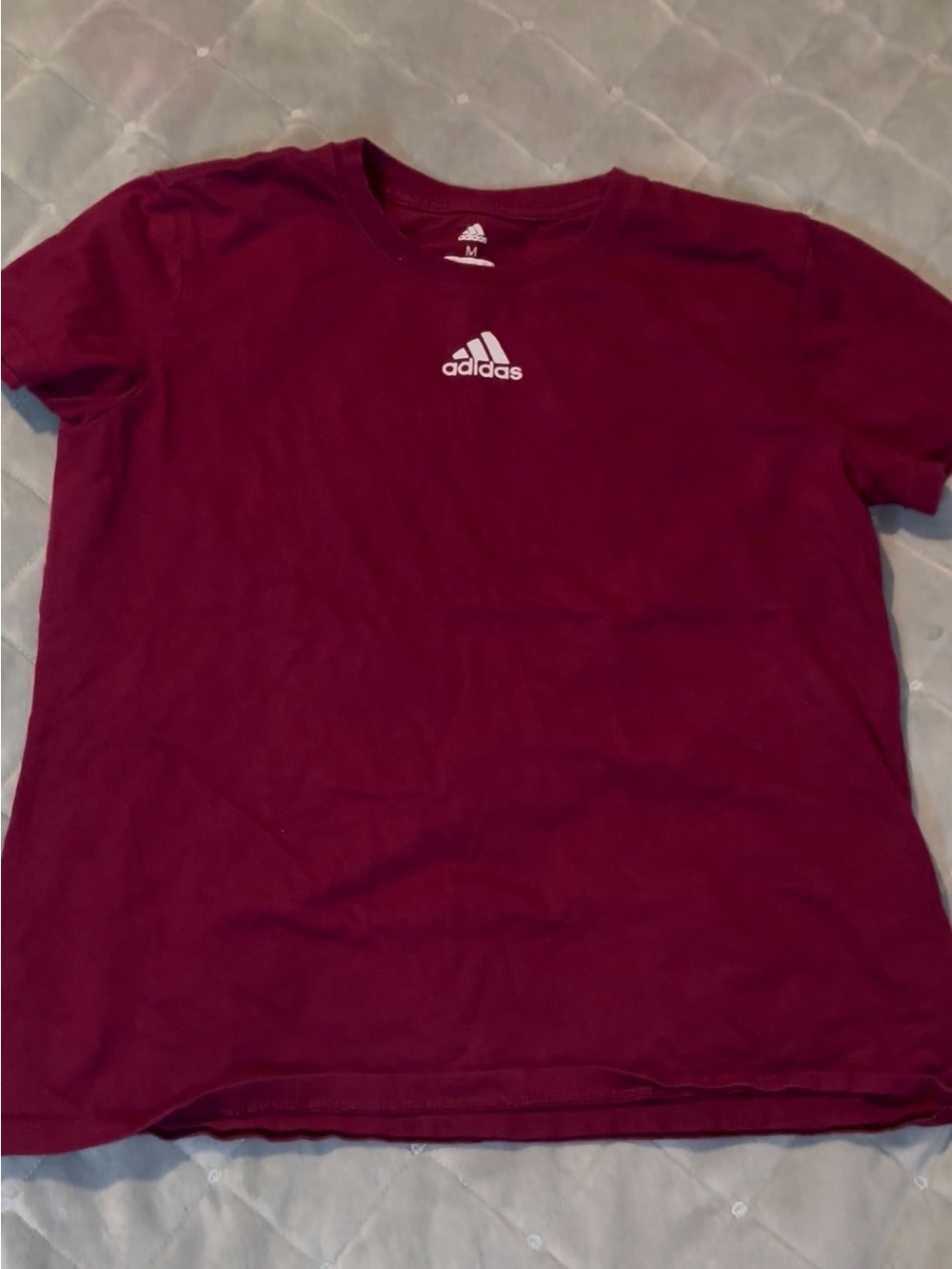 Adidas Maroon Golf Logo Tee with White Print